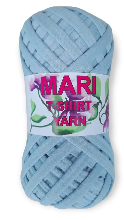 MARI - 100% Cotton Tshirt Yarn - 250 Grams (Light Blue - Grey toned) - Mariyarns