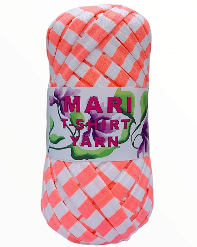 MARI - 100% Cotton Tshirt Yarn - 250 Grams (Pink Stripes Printed) - Mariyarns