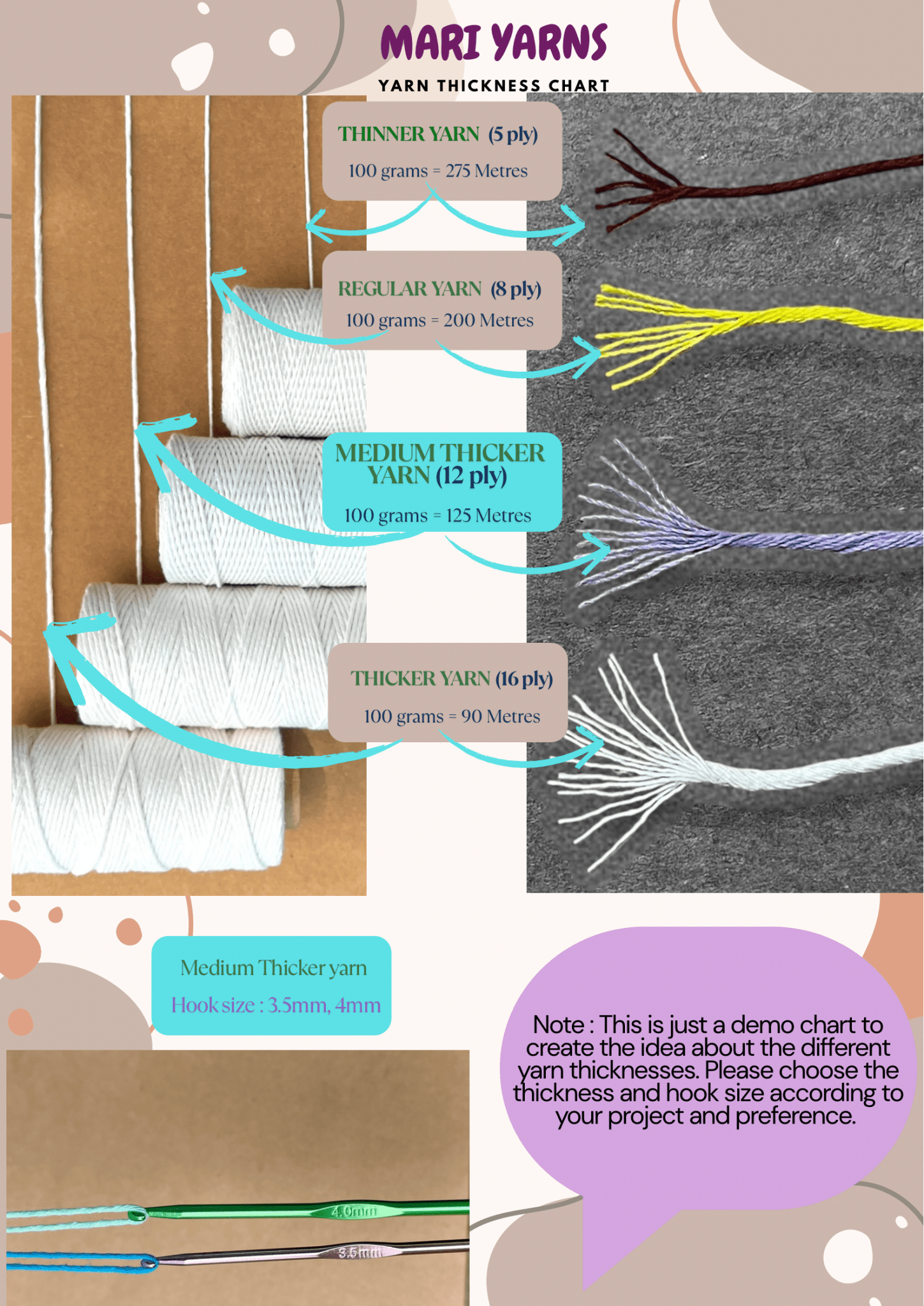 MARI - MEDIUM THICKER - Recycled Cotton Crochet Yarn - 100 Grams - 125 Metres - Mariyarns