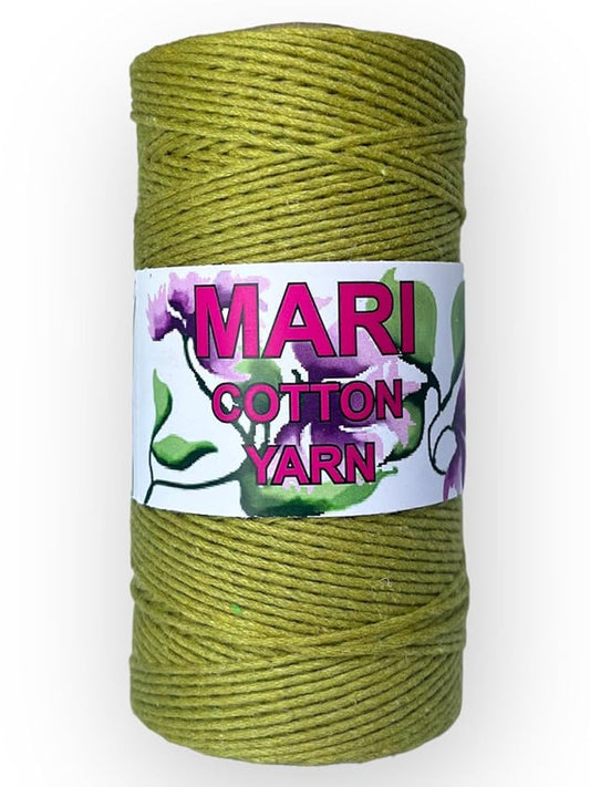 MARI - Recycled Cotton Crochet Yarn (Mustard Green) - Mariyarns