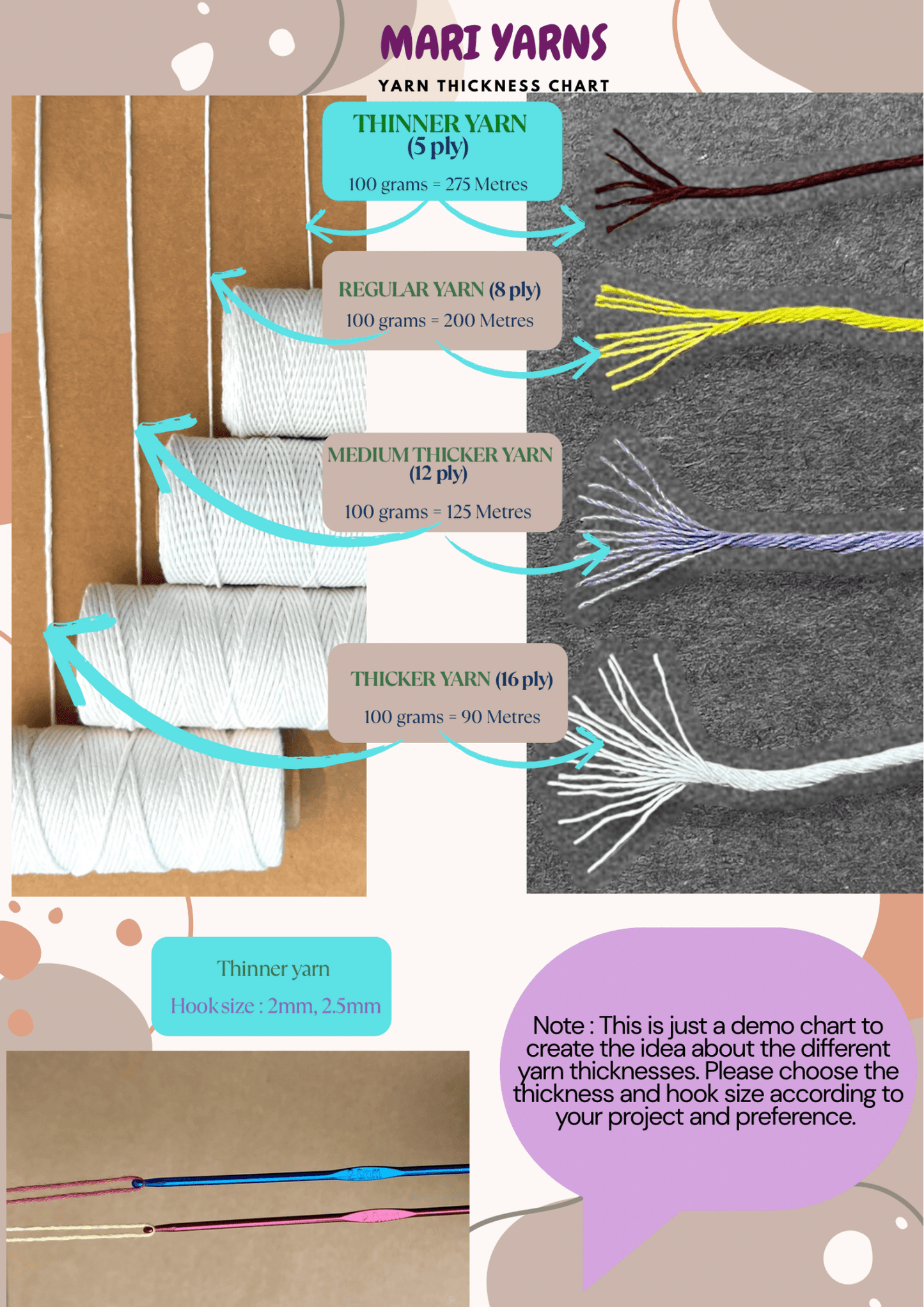 MARI - THINNER - Recycled Cotton Crochet Yarn - 100 Grams - 275 Metres. - Mariyarns